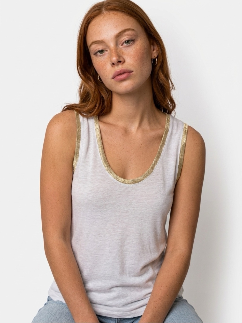 Zadig & Voltaire Scoop-Neck Golden-Foil wrapped Tank - Picture 5 of 11